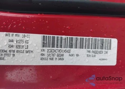 2012 Dodge Charger R/T from USA, damaged, VIN 2C3CDXCT0CH145432